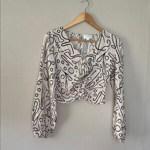 Everly Cream and Black Abstract Blouse small